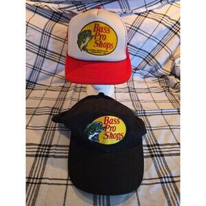 Bass Pro Shops Hats Fishing‎ Caps Logo Patch Adult Red Black